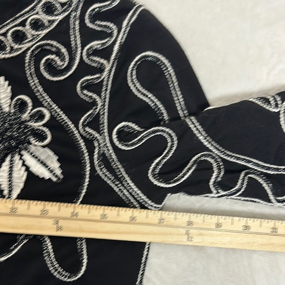 Lauren Michelle Silver Embellished Blouse with Three-Quarter Sleeves - Picture 10 of 12